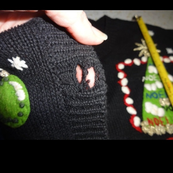 Vintage Ugly Christmas Sweater Button Up Cardigan Embellished Christmas Tree - Picture 12 of 12